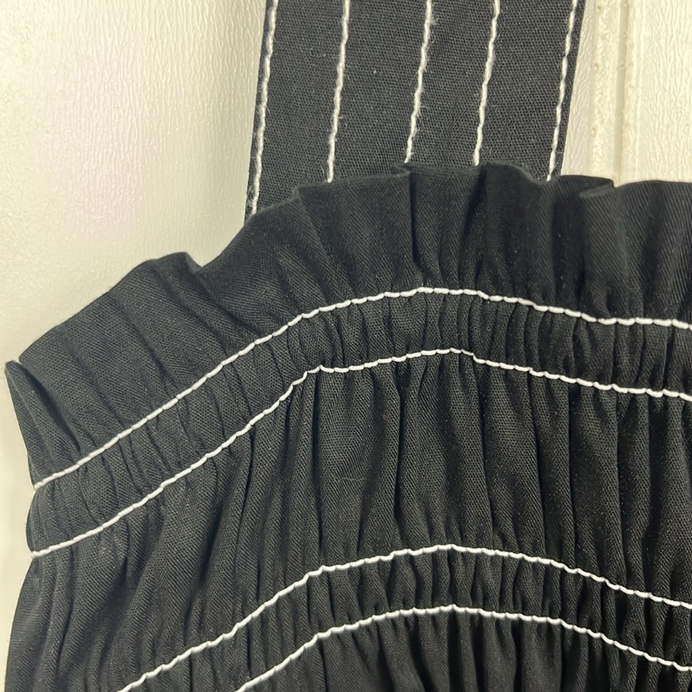 Liverpool Womens 2 Looks Midi Dress Black M Smocked Bodice Pockets XX Straps NWT - Picture 6 of 14